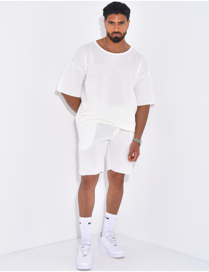 Ensemble short et t-shirt col rond