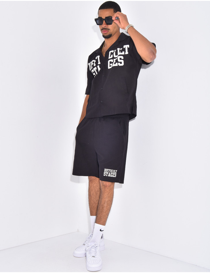 Ensemble en lin short et chemise "Difficult Stages"