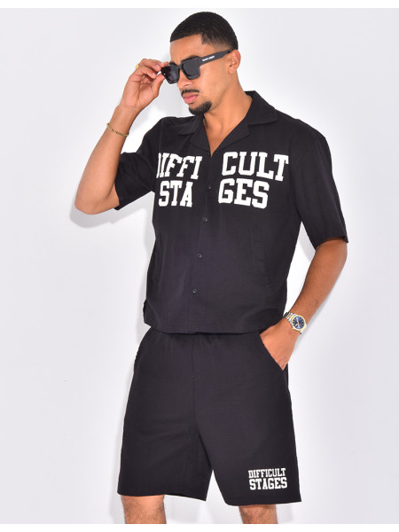 Ensemble en lin short et chemise "Difficult Stages"