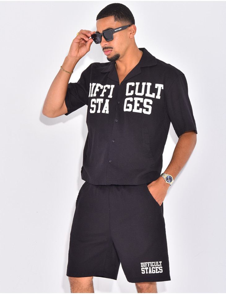 Ensemble en lin short et chemise "Difficult Stages"