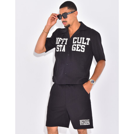 Ensemble en lin short et chemise "Difficult Stages"