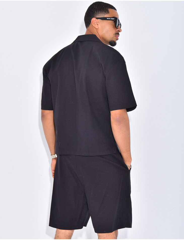 Ensemble en lin short et chemise "Difficult Stages"