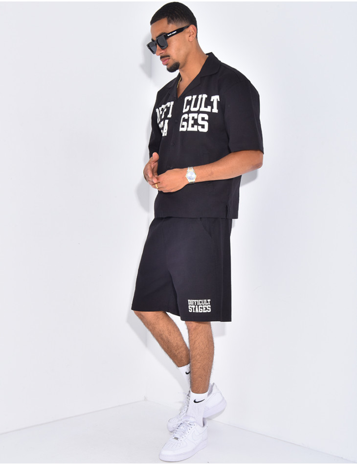 Ensemble en lin short et chemise "Difficult Stages"