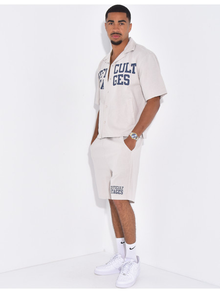 Ensemble en lin short et chemise "Difficult Stages"