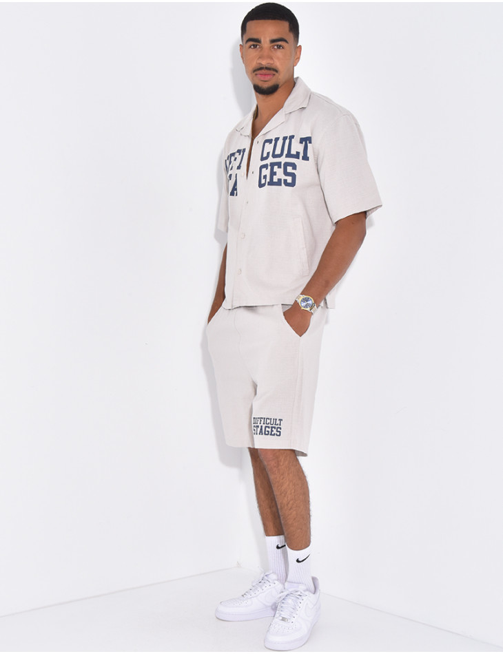 Ensemble en lin short et chemise "Difficult Stages"