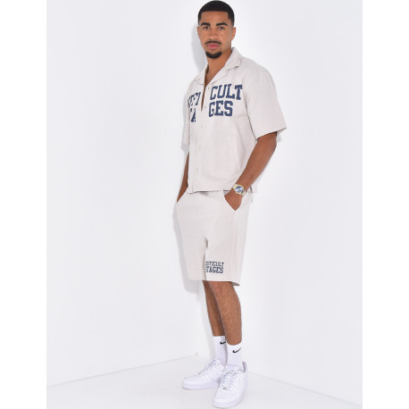 Ensemble en lin short et chemise "Difficult Stages"