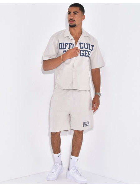 Ensemble en lin short et chemise "Difficult Stages"