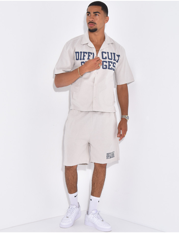 Ensemble en lin short et chemise "Difficult Stages"