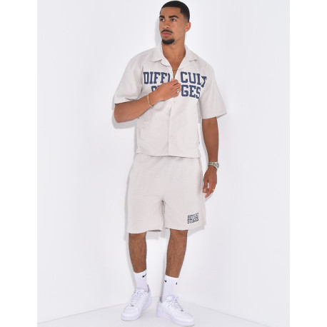 Ensemble en lin short et chemise "Difficult Stages"