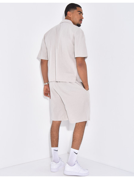 Ensemble en lin short et chemise "Difficult Stages"