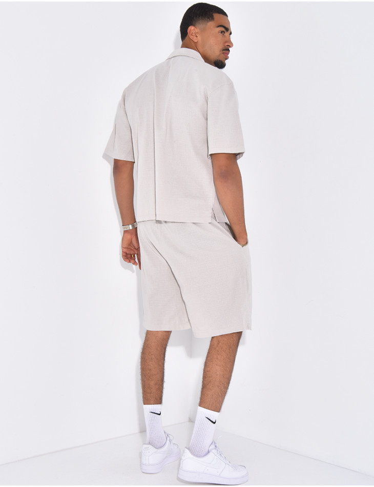 Ensemble en lin short et chemise "Difficult Stages"