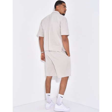 Ensemble en lin short et chemise "Difficult Stages"
