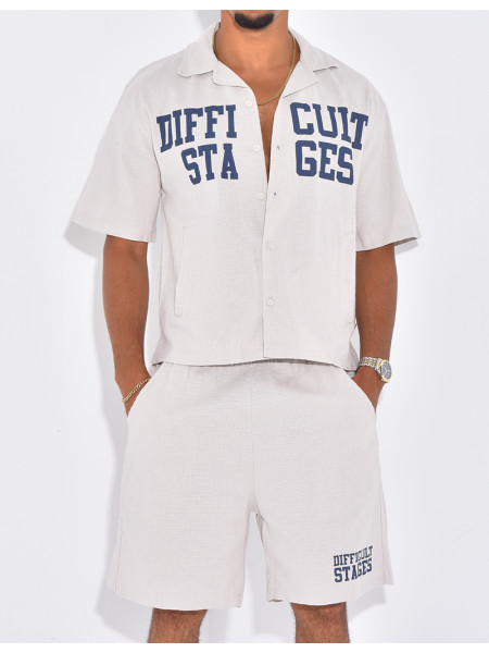 Ensemble en lin short et chemise "Difficult Stages"