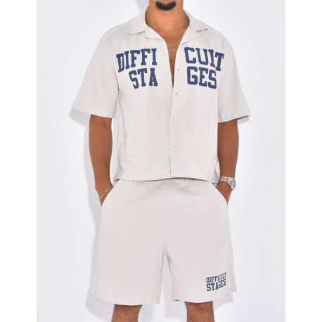 Ensemble en lin short et chemise "Difficult Stages"