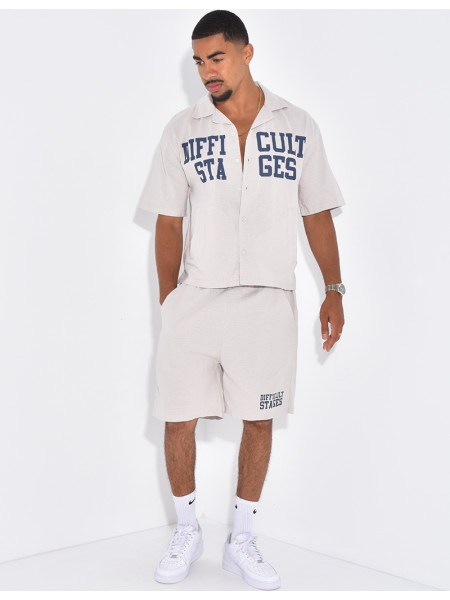 Ensemble en lin short et chemise "Difficult Stages"