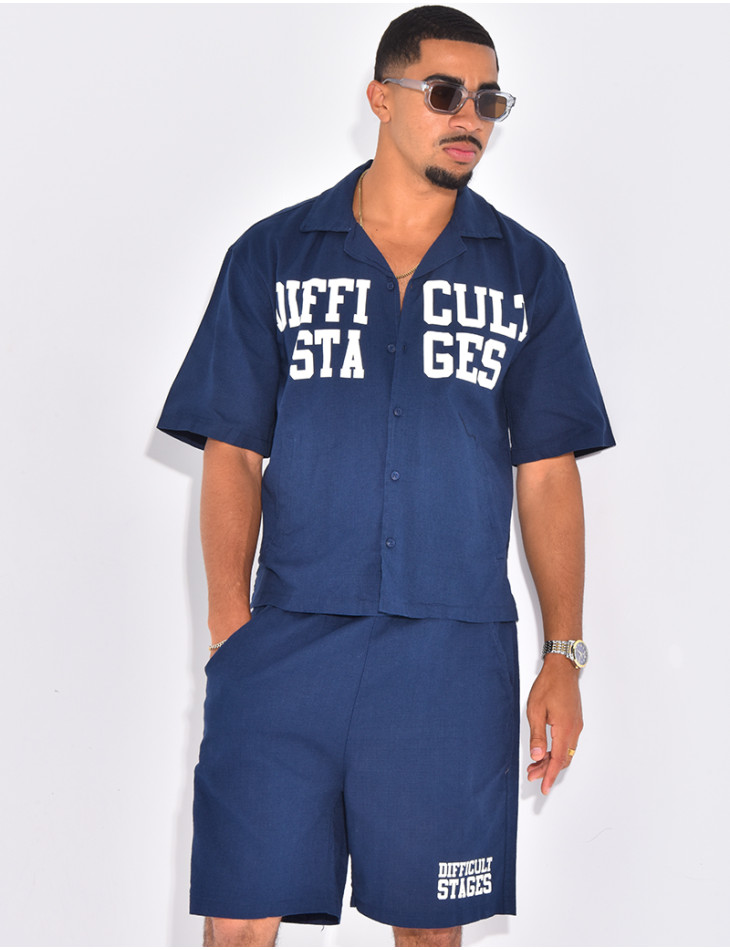 Ensemble en lin short et chemise "Difficult Stages"