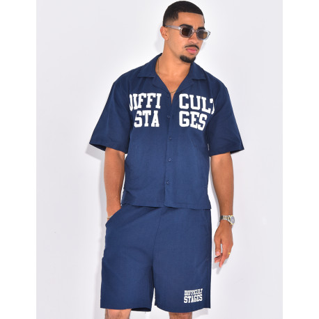 Ensemble en lin short et chemise "Difficult Stages"