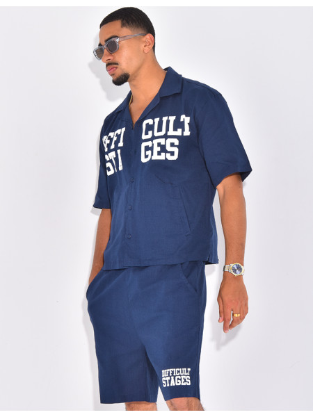 Ensemble en lin short et chemise "Difficult Stages"
