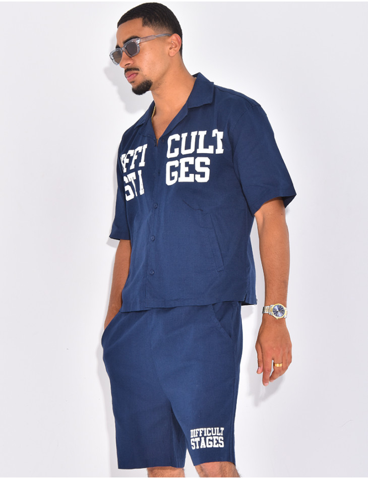 Ensemble en lin short et chemise "Difficult Stages"