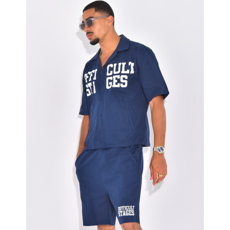 Ensemble en lin short et chemise "Difficult Stages"