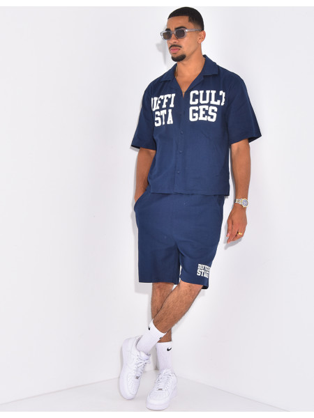 Ensemble en lin short et chemise "Difficult Stages"