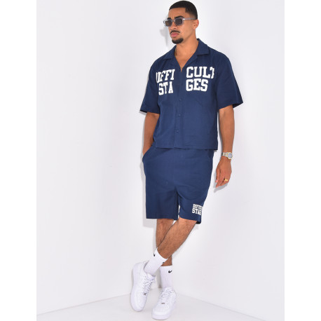 Ensemble en lin short et chemise "Difficult Stages"