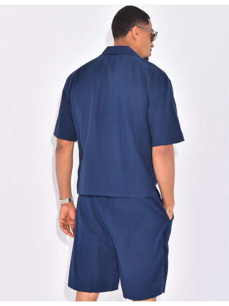 Ensemble en lin short et chemise "Difficult Stages"