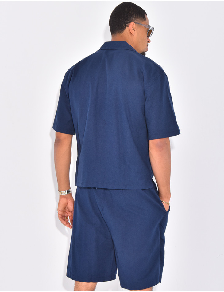 Ensemble en lin short et chemise "Difficult Stages"