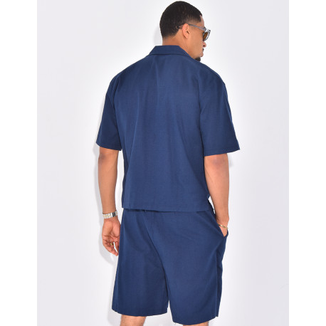 Ensemble en lin short et chemise "Difficult Stages"