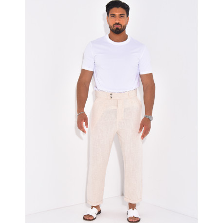 Pantalon en lin effet chiné