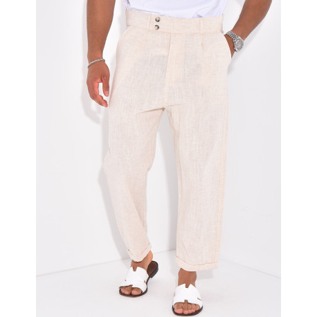 Pantalon en lin effet chiné