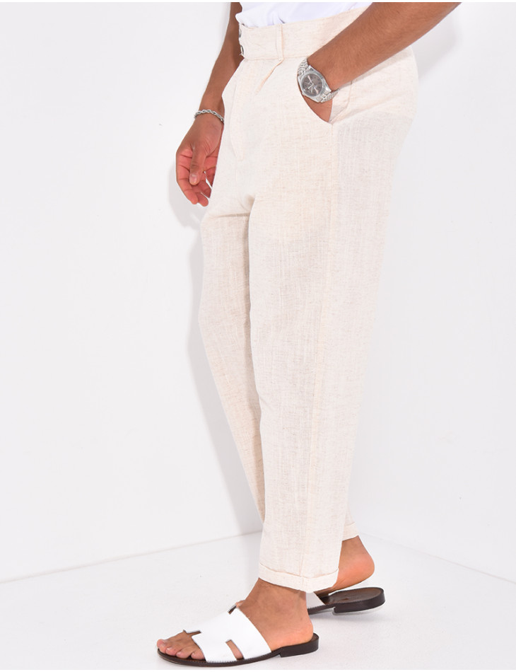 Pantalon en lin effet chiné