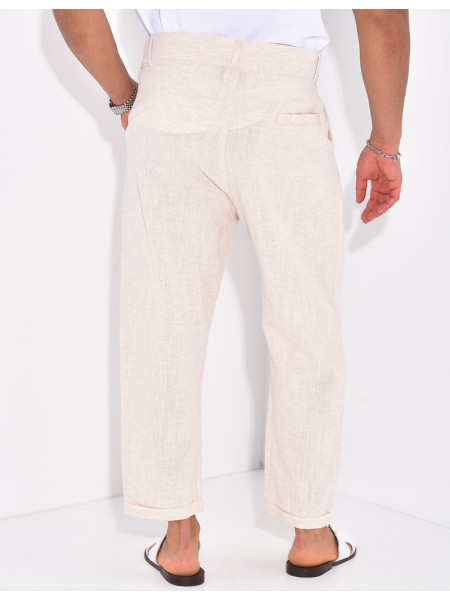 Pantalon en lin effet chiné