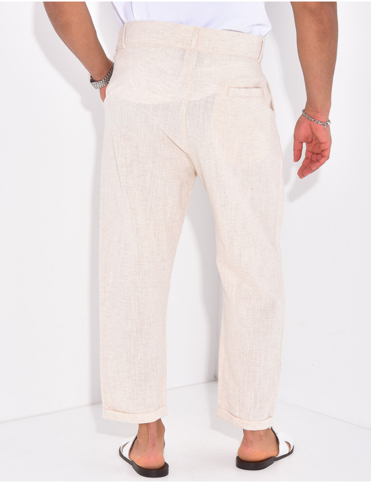 Pantalon en lin effet chiné