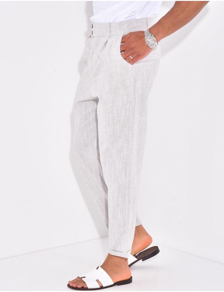 Pantalon en lin effet chiné