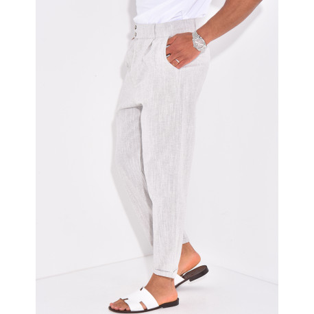 Pantalon en lin effet chiné