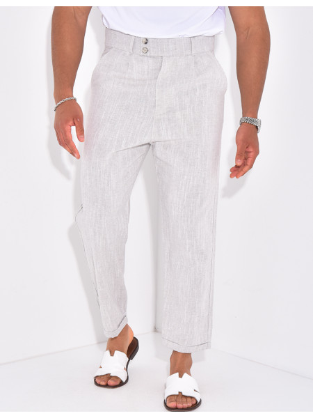 Pantalon en lin effet chiné
