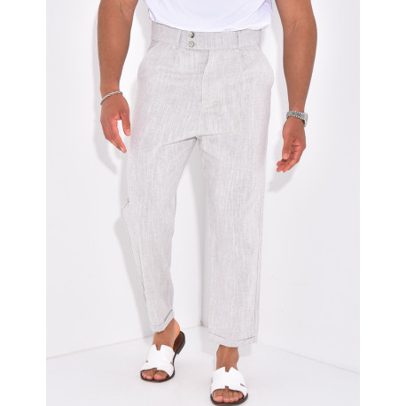 Pantalon en lin effet chiné