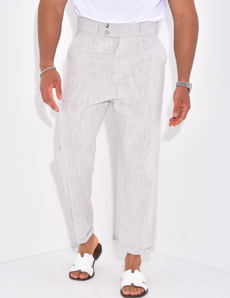 Pantalon en lin effet chiné