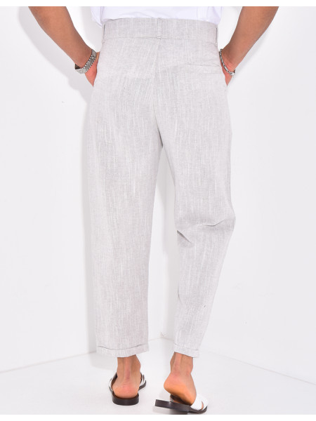 Pantalon en lin effet chiné