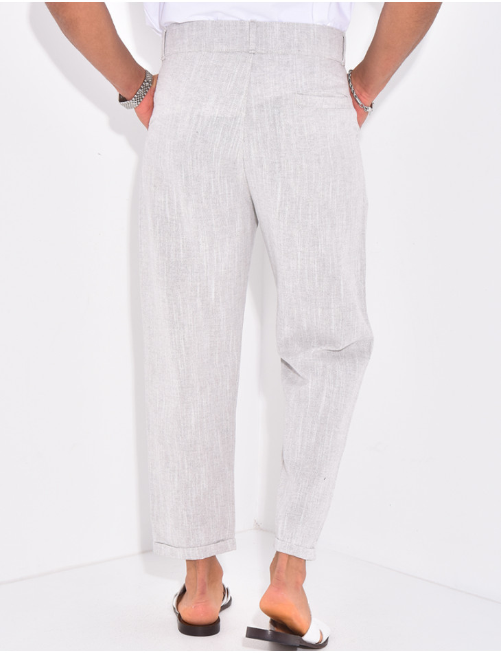 Pantalon en lin effet chiné