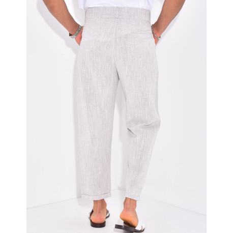 Pantalon en lin effet chiné