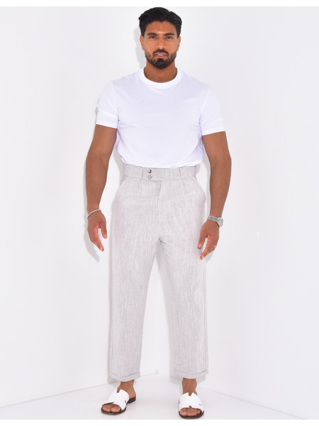 Pantalon en lin effet chiné