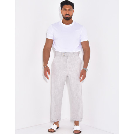 Pantalon en lin effet chiné