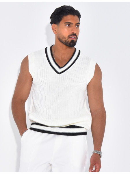 T-shirt côtelé col V