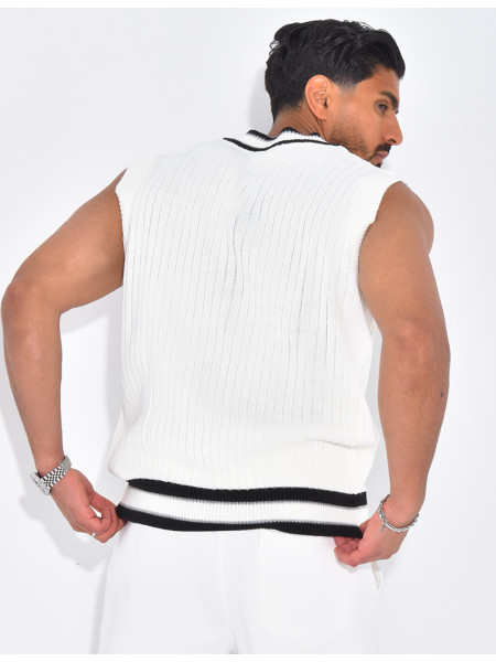 T-shirt côtelé col V