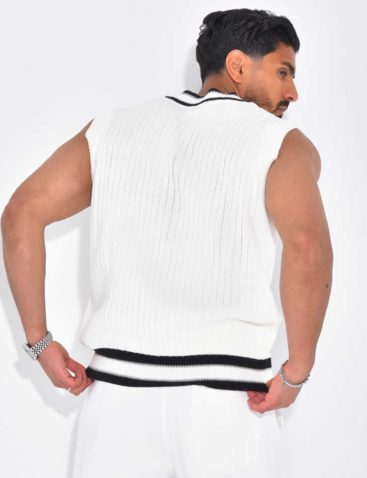 T-shirt côtelé col V