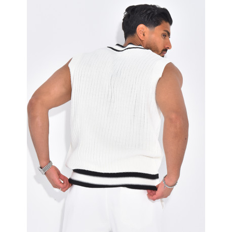 T-shirt côtelé col V