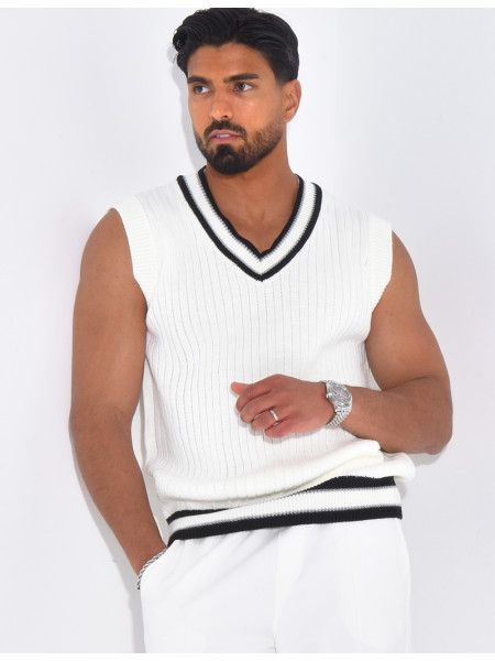 T-shirt côtelé col V