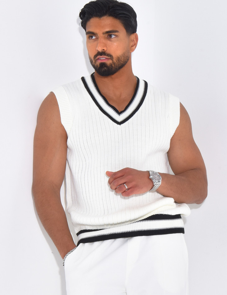 T-shirt côtelé col V